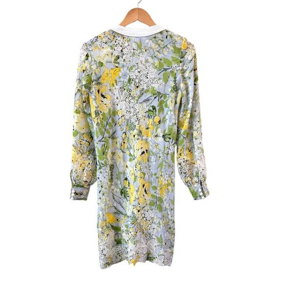 Ebene by Patrick Assuline Dress Sz Small 100% Silk Floral Lace Feminine Tunic - Picture 2 of 11